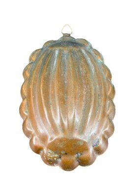 Antique Vintage Copper Oval Melon Cake Jello Pudding Mold Wall Hanger Primitive